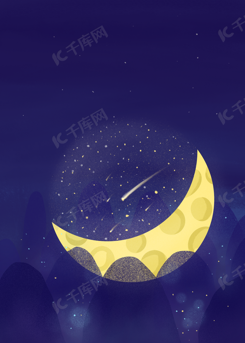 群山间的月亮梦幻夜空壁纸背景图片免费下载 海报banner Psd 千库网 图片编号
