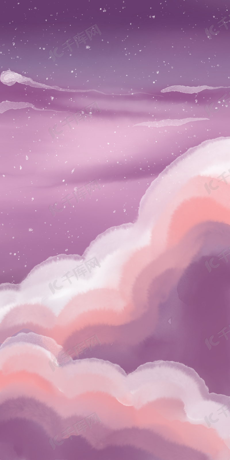 漂亮的紫色水彩手机壁纸背景图片免费下载 海报banner Psd 千库网 图片编号