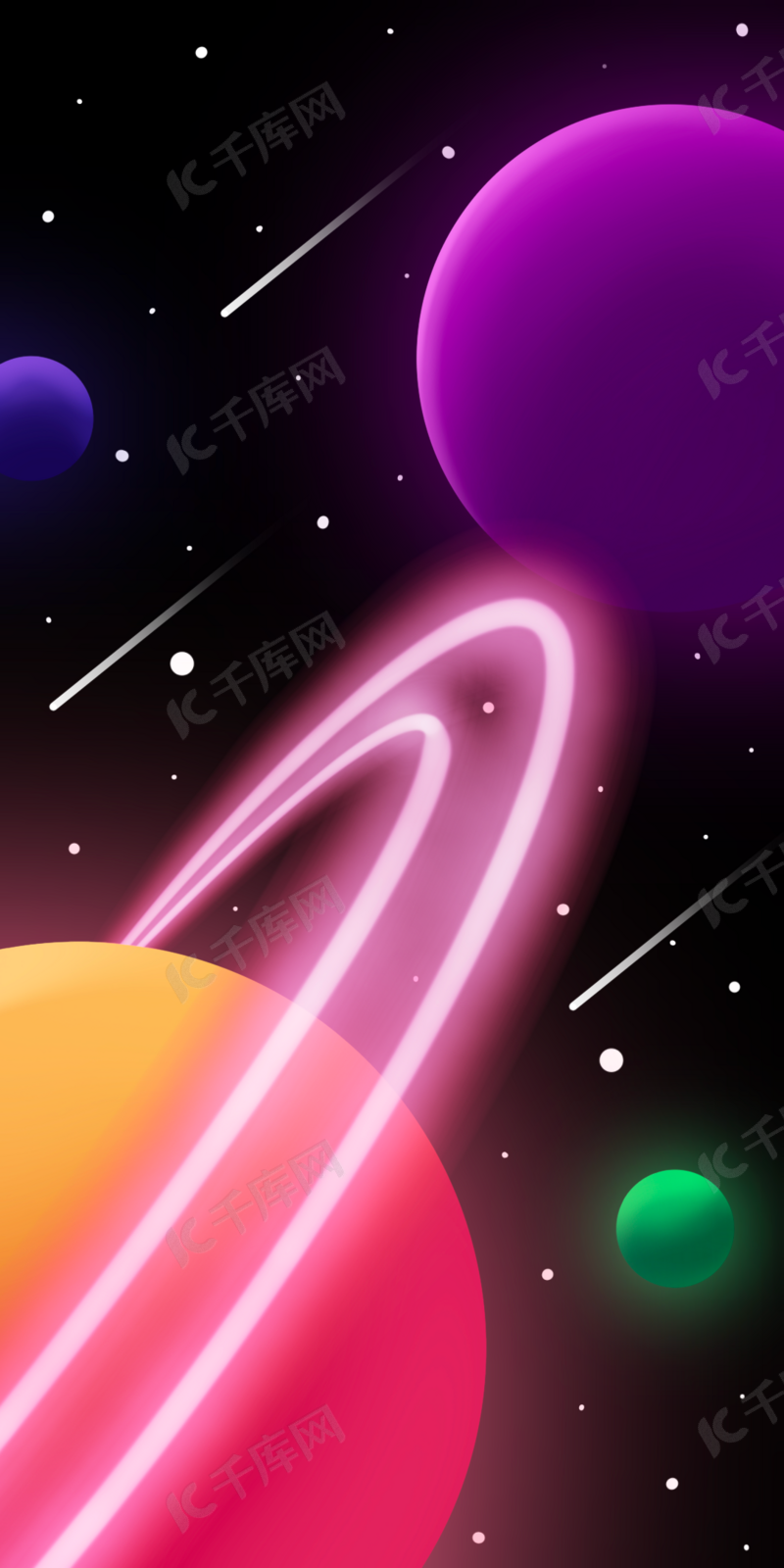 梦幻霓虹简约宇宙星空手机壁纸背景图片免费下载 海报banner Psd 千库网 图片编号