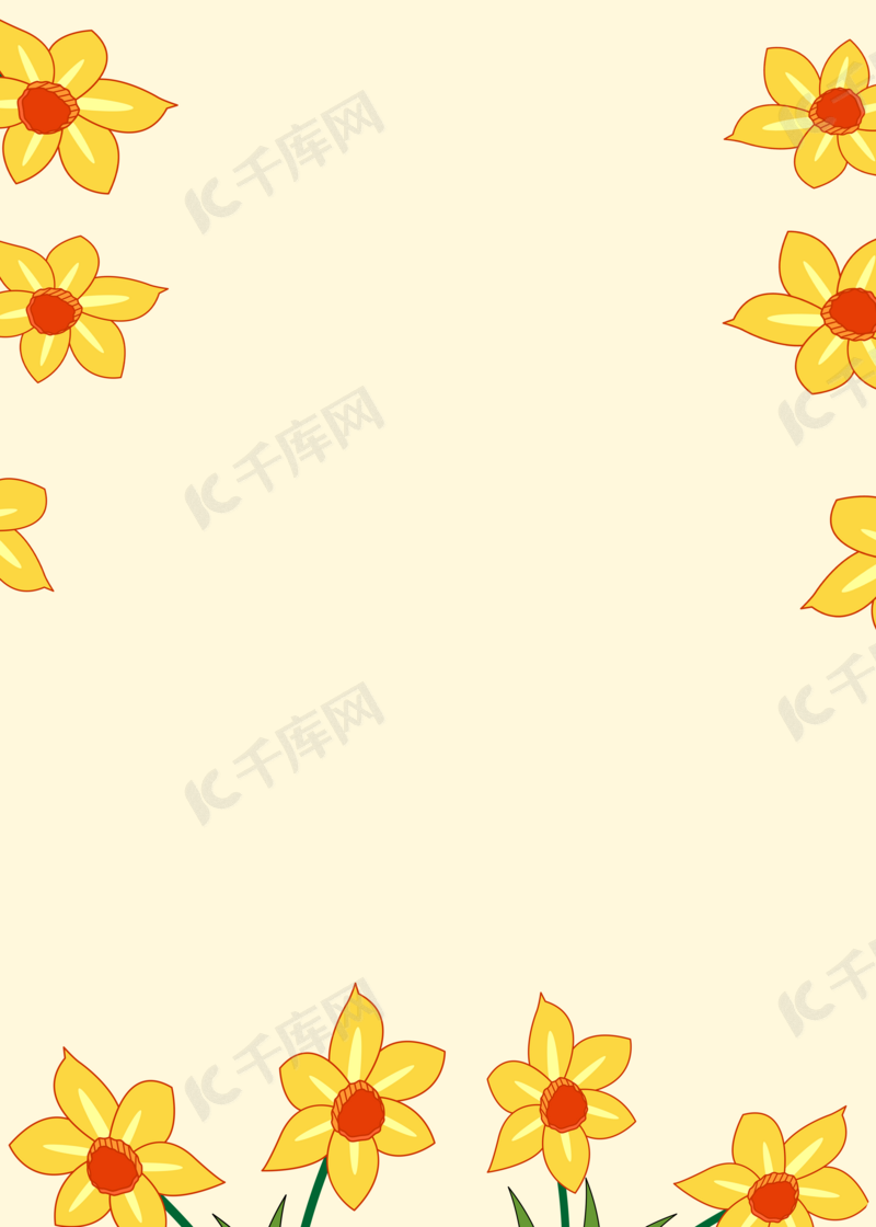 卡通黄色花卉背景图片免费下载 海报banner Psd 千库网 图片编号
