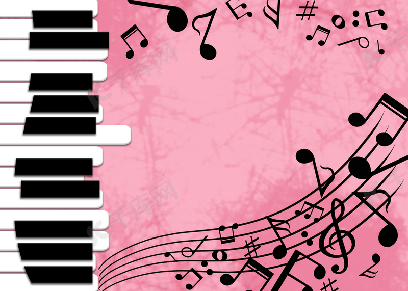 创意音乐粉色音符背景图片免费下载 海报banner Psd 千库网 图片编号