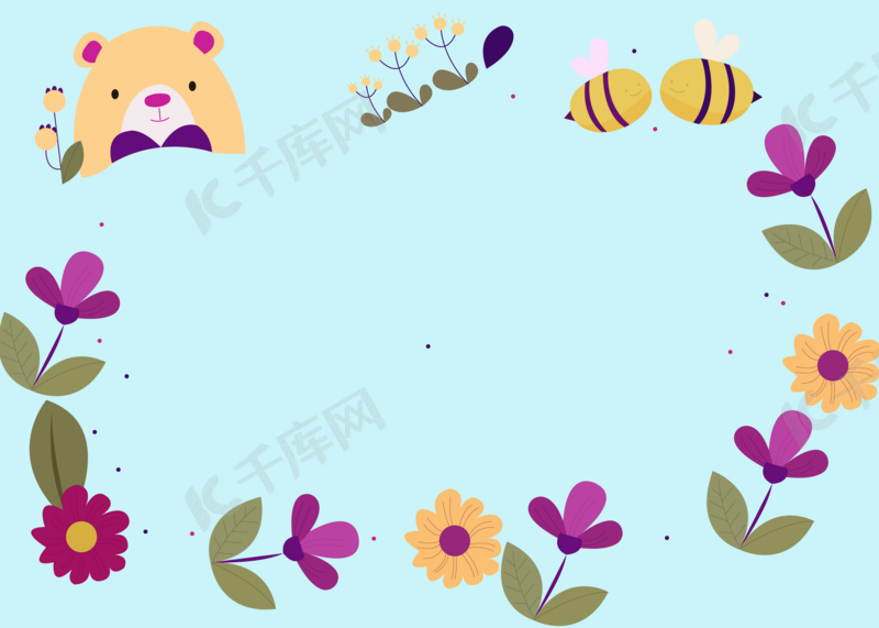 卡通背景可爱小熊和花朵背景图片免费下载 海报banner Psd 千库网 图片编号 卡通背景可爱小熊和花朵背景图片免费下载 海报banner Psd 千库网 图片编号