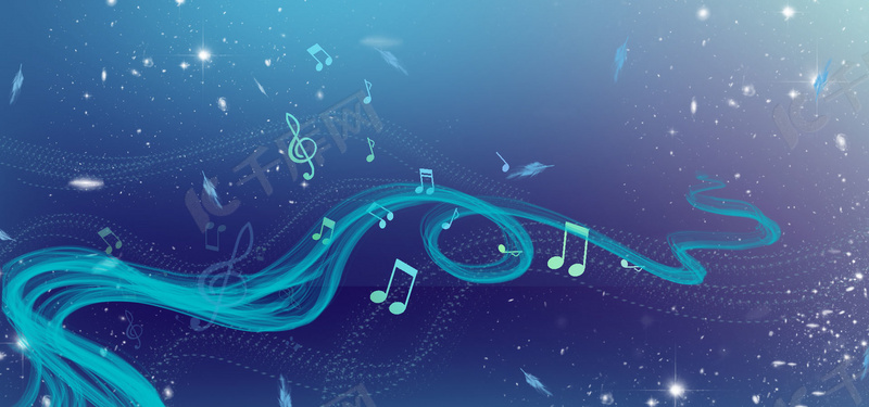 音乐背景主题蓝色音符背景图片免费下载 海报banner Psd 千库网 图片编号