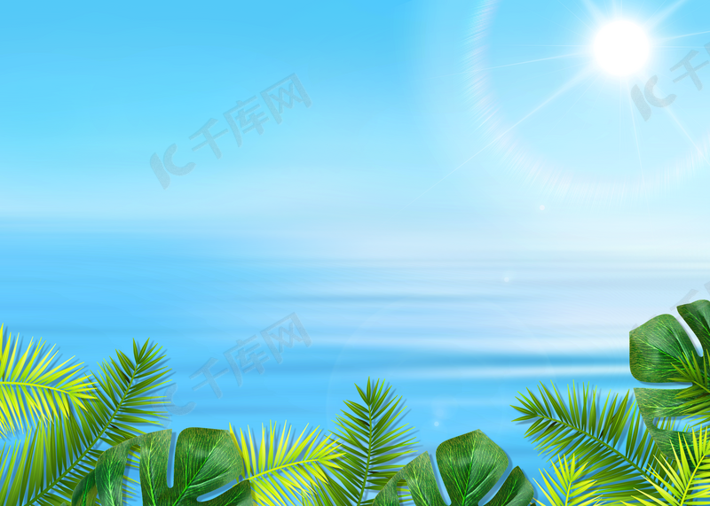 海面上的太阳夏季海滩促销背景图片免费下载 海报banner Psd 千库网 图片编号