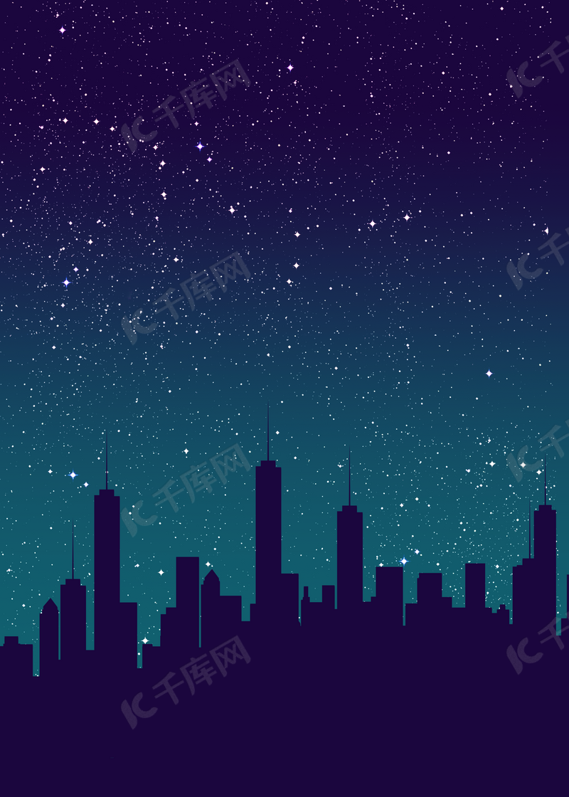 夜景城市剪影背景图片免费下载 海报banner Psd 千库网 图片编号