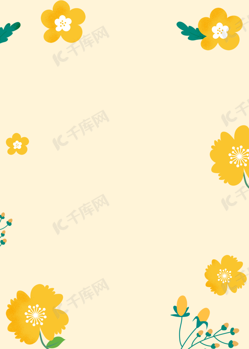 浅黄色花卉精致边框背景图片免费下载 海报banner Psd 千库网 图片编号