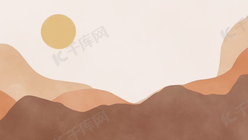 太阳水彩山水电脑桌面壁纸背景图片免费下载 海报banner Psd 千库网 图片编号