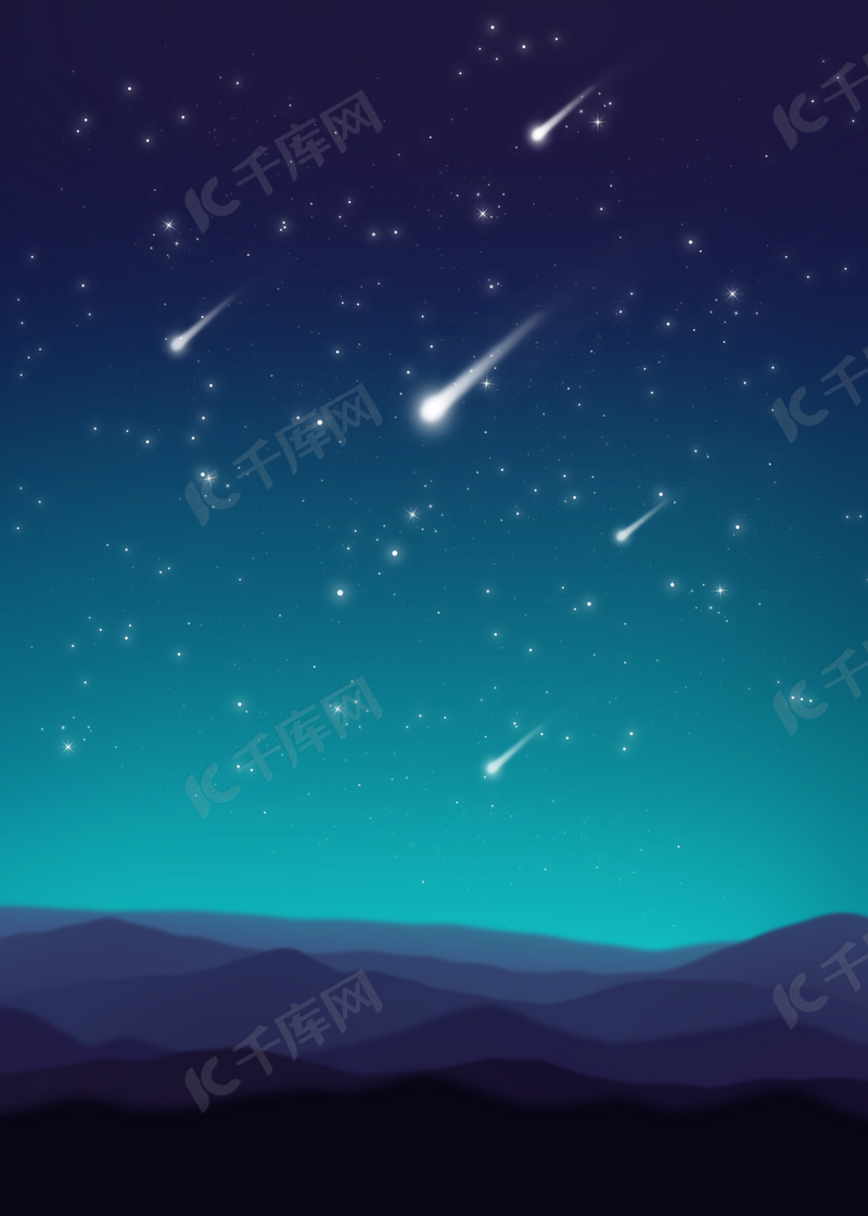 蓝色夜空中的星空和流星背景图片免费下载 海报banner Psd 千库网 图片编号