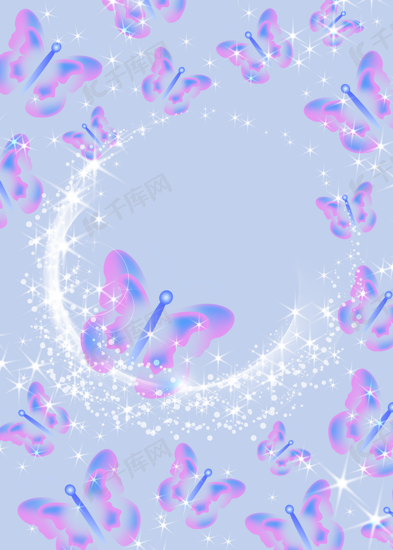 闪耀颗粒粉色和紫色光效梦幻蝴蝶背景图片免费下载-千库网