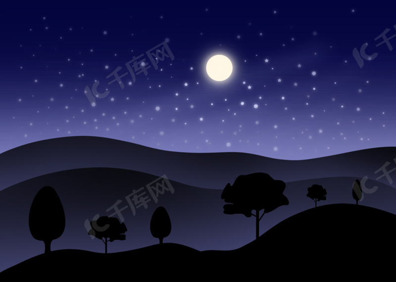 紫色蓝色森林山夜背景图片免费下载 海报banner Psd 千库网 图片编号