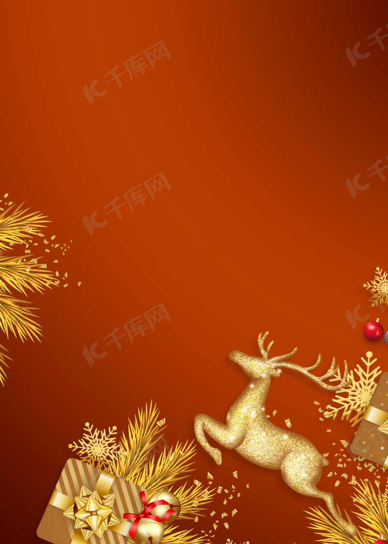 豪华红色渐变金色圣诞节背景图片免费下载 海报banner Psd 千库网 图片编号