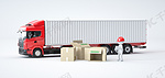 C4D物流运输货车背景