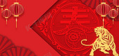虎年老虎春节红色背景