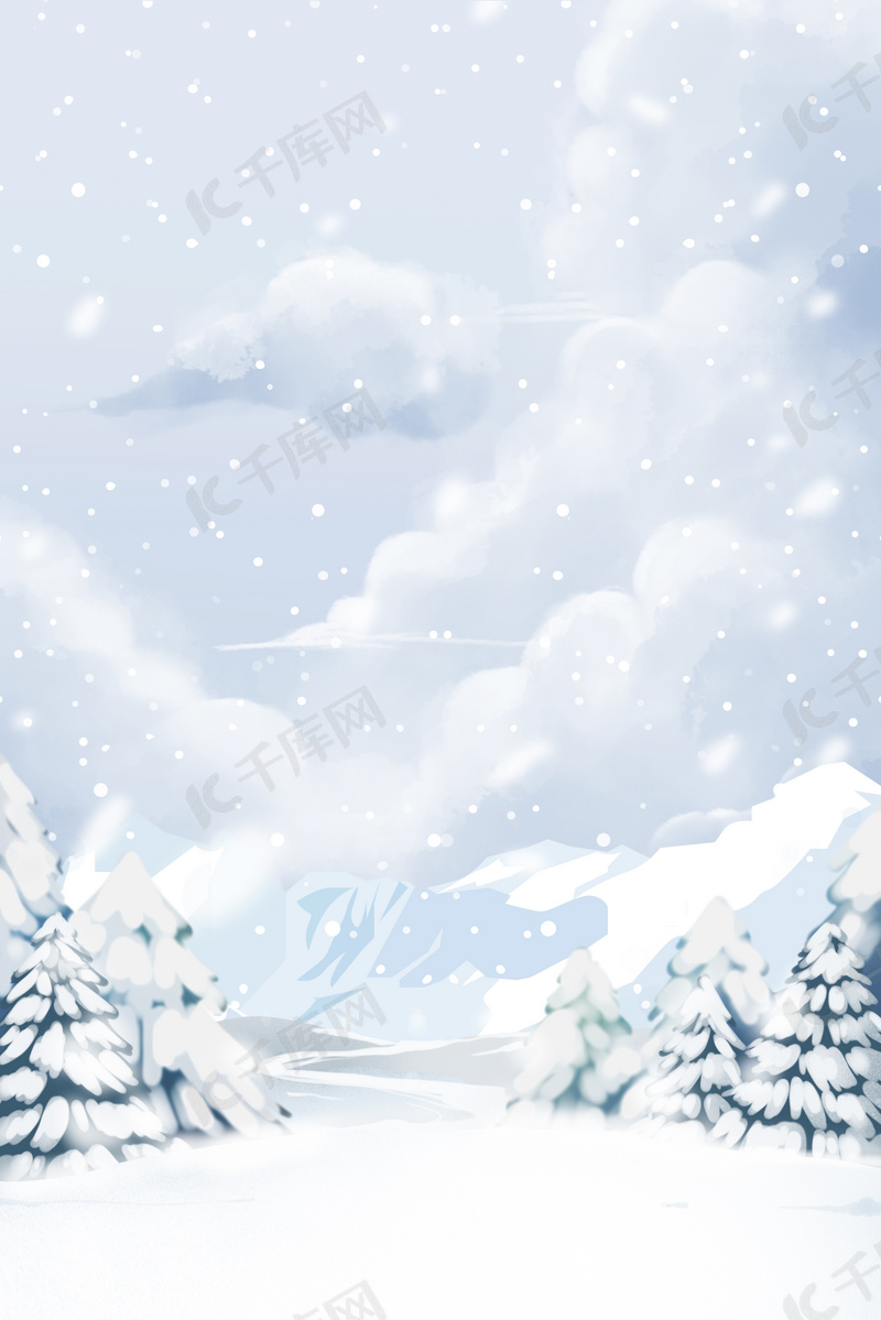 冬天下雪白色背景图背景图片免费下载 海报banner Psd 千库网 图片编号