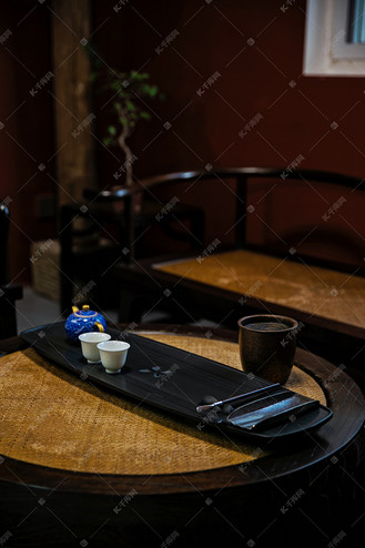 茶席夜晚茶桌茶室无摄影图配图