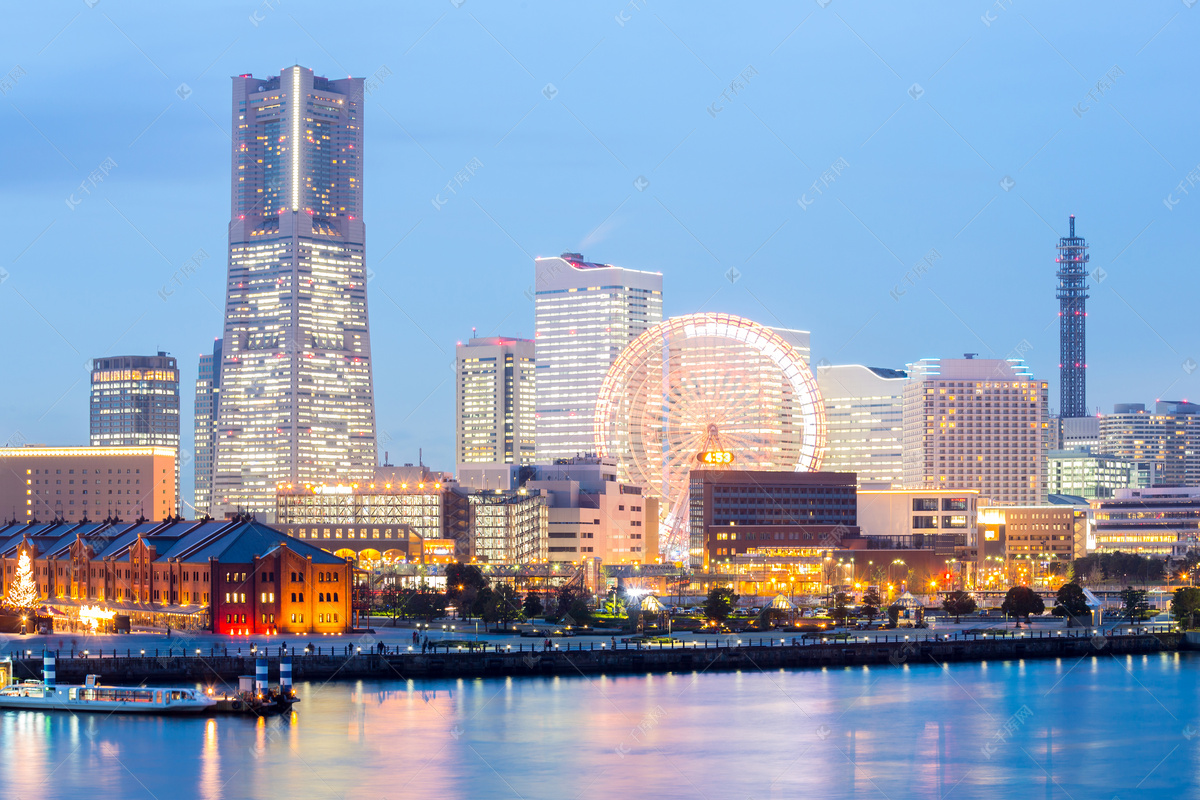 Fondos de pantalla Japón, Yokohama, Bahía de Tokio, rascacielos, luces ...
