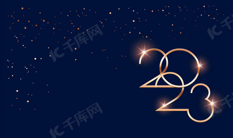 Luxury 2023 Happy New Year Merry Christmas greeting card - golden shine