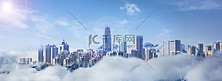 蓝色云端城市摄影图