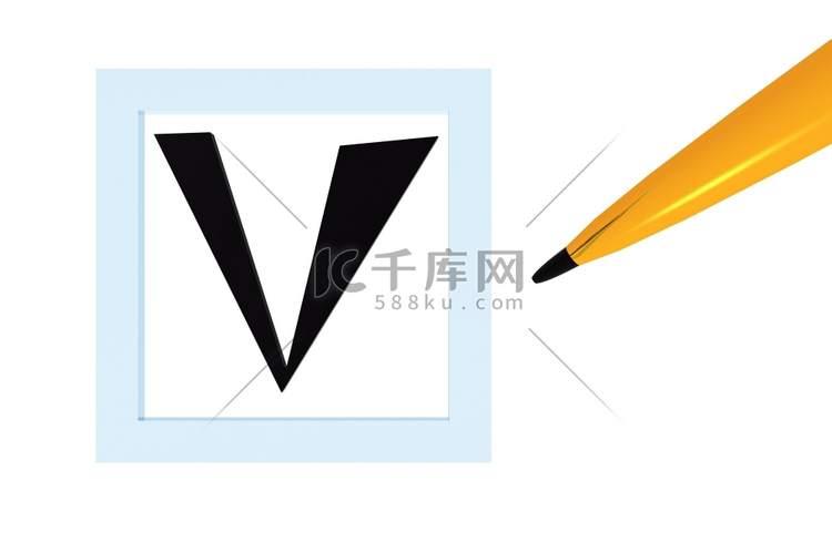 同意3d勾选图标框和钢笔高清摄影大图-千库网