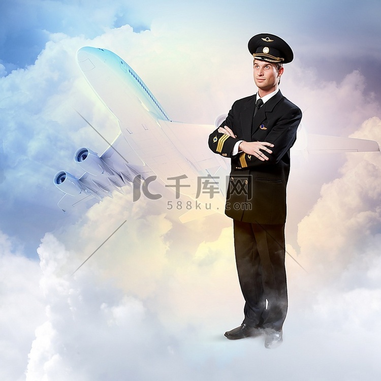 以飞机为背景的男飞行员的图像卡通动漫人物屏幕截图高清摄影大图-千库网