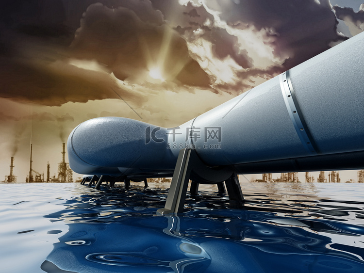 石油管道穿越大海通往市高清摄影大图-千库网