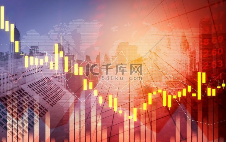 股票市场投资交易金融、硬币和图表或外汇分析利润金融业务趋势数据背景。高清摄影大图-千库网