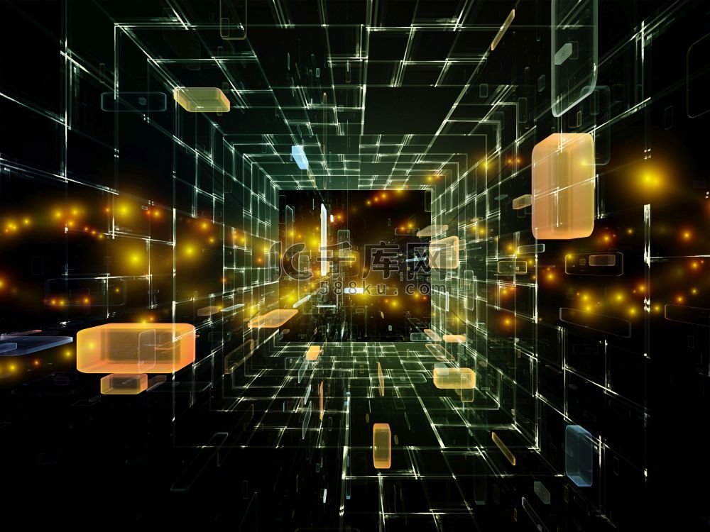 空间中的矩形三维几何结构。高清摄影大图-千库网