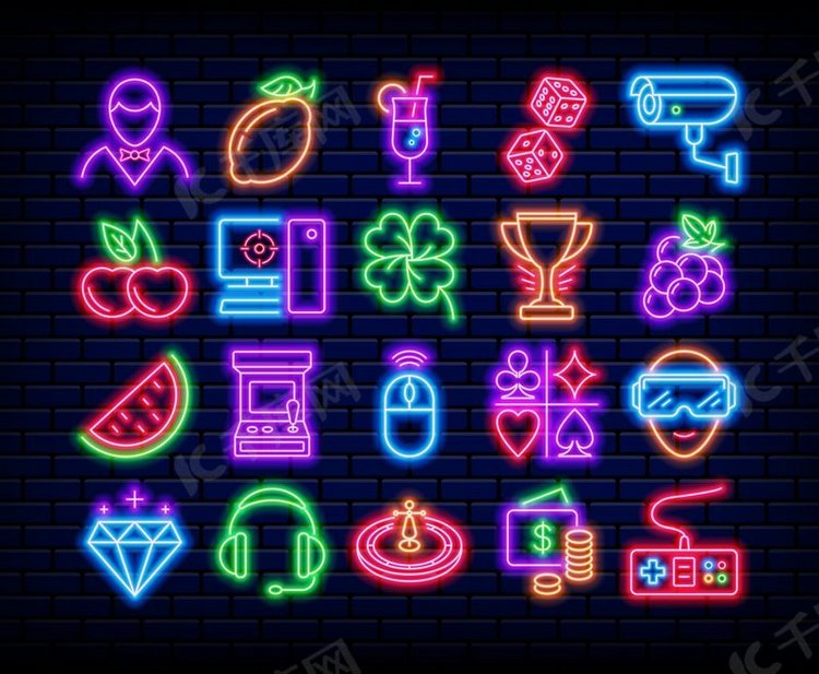 霓虹灯游戏图标。背景图片免费下载_海报banner/高清大图_千库网(图片编号6205697)