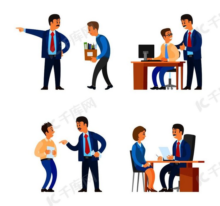 老板专业主管与工人矢量互动。背景图片免费下载_海报banner/高清大图_千库网(图片编号6281188)