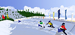 冬季运动会单板滑雪蓝色卡通比赛项目