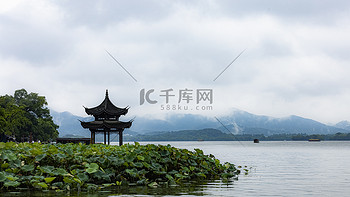 烟雨西湖下午集贤亭西湖西湖摄影图配图