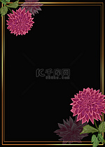 花卉简约金框竖版黑色背景