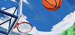 高考篮球蓝色卡通主题海报