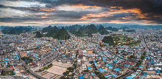 城市晚霞融水县城城市风光全景航拍楼顶无人机摄影图配图