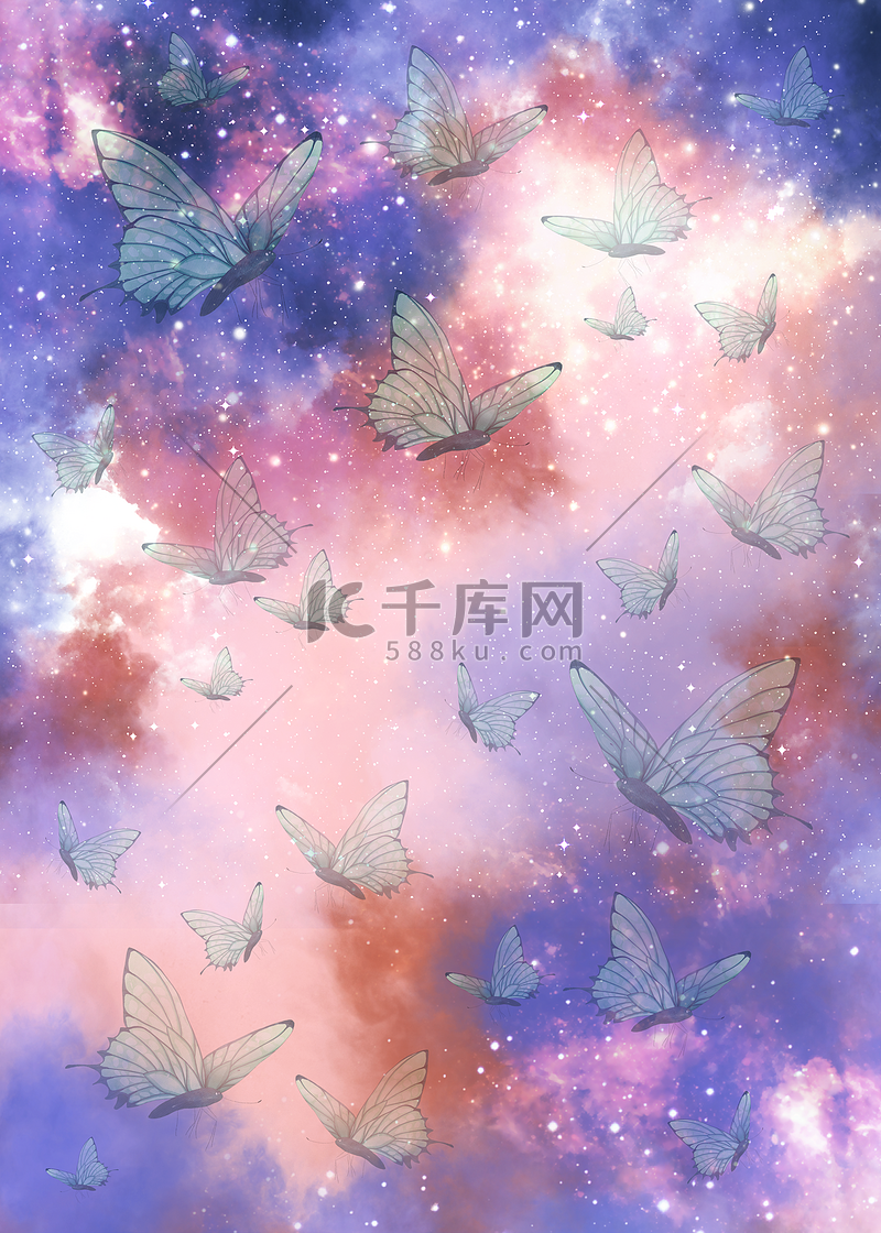 蝴蝶抽象紫色光影云朵背景图片免费下载-千库网