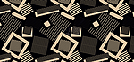 条纹方块抽象几何黑白平铺背景