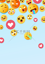 emoji表情卡通蓝色社媒背景