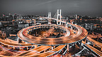 上海城市建筑黄埔大桥夜景黑金摄影图