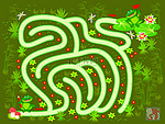 儿童和成人的逻辑迷宫游戏。帮助小青蛙在沼泽地里找到路直到他的朋友。儿童智力测试书的可打印工作表。Iq培训测试。矢量图像