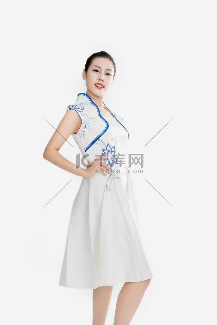 礼仪主播直播礼仪站姿右手叉腰摄影图配图高清摄影大图-千库网
