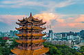武汉城市建筑夕阳地标黄鹤楼摄影图配图