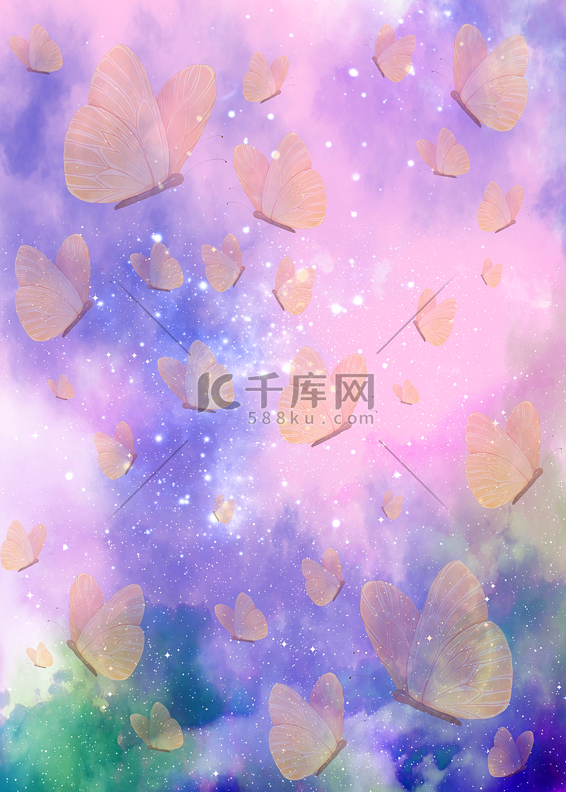 蝴蝶紫色云朵光影背景图片免费下载-千库网