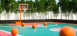 3D篮球户外体育球场背景