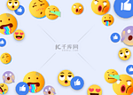 emoji表情蓝色点赞喜欢社媒背景