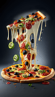 芝士披萨美食美味飞溅立体食物
