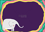 大象相框紫色时髦动物背景