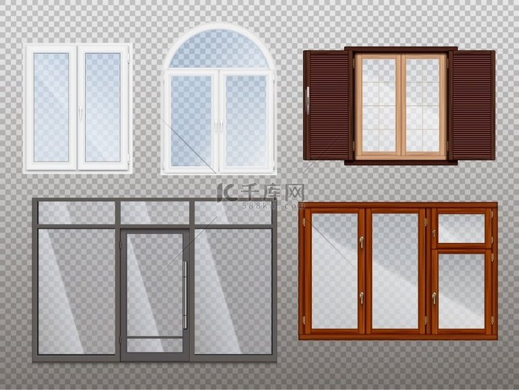 Windows 逼真的透明图标集,具有不同样式和颜色的木制和塑料矢量图背景图片免费下载_海报banner/高清大图_千库网(图片编号6252920)