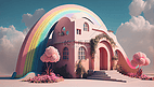 3D梦幻彩虹房屋