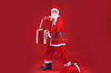 圣诞老人人像特色节日礼物盒圣诞节摄影图配图