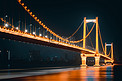 武汉城市建筑夜晚建筑鹦鹉洲大桥慢门摄影图配图